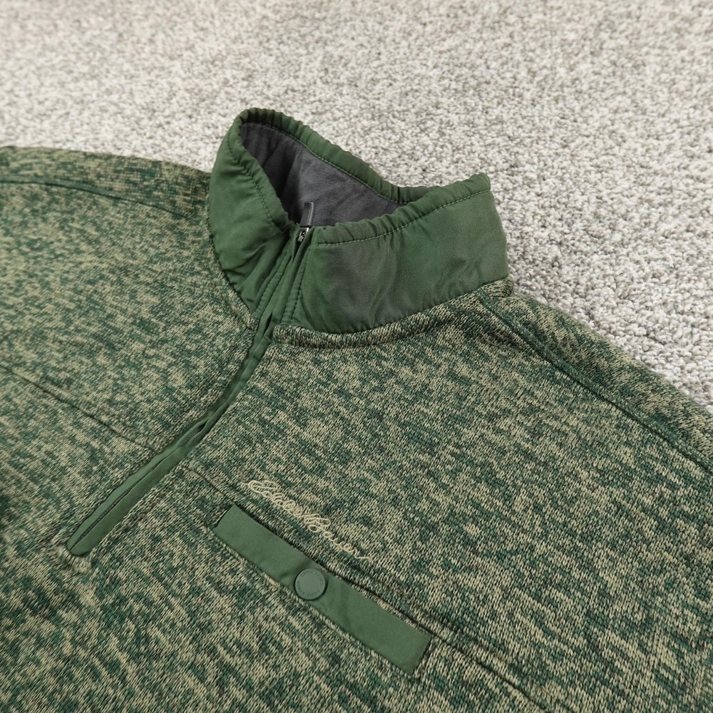 Eddie Bauer Sweater Mens 2XL Green Fleece‎ 1/4 Zip Mock Neck Pullover Outdoor
